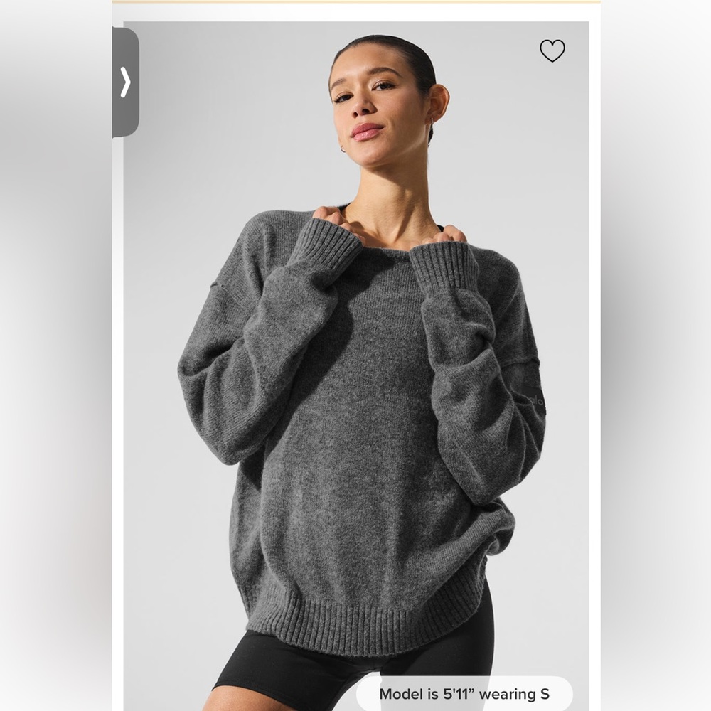 ALO Yoga Platinum grey  new class cashmere crewneck Sweater